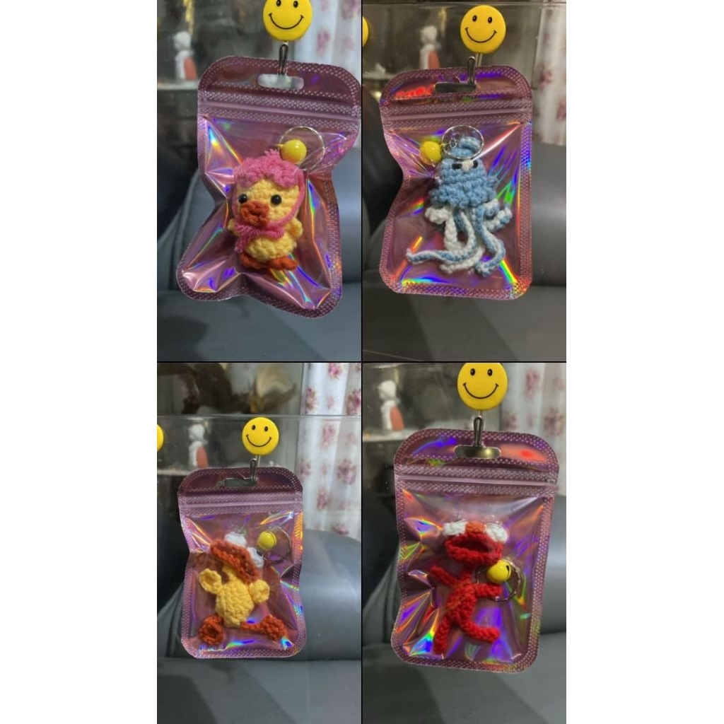 KNITTED KEYCHAIN สําหรับ DUCK, ELMO, JELLYFISH, UGLY DUCK