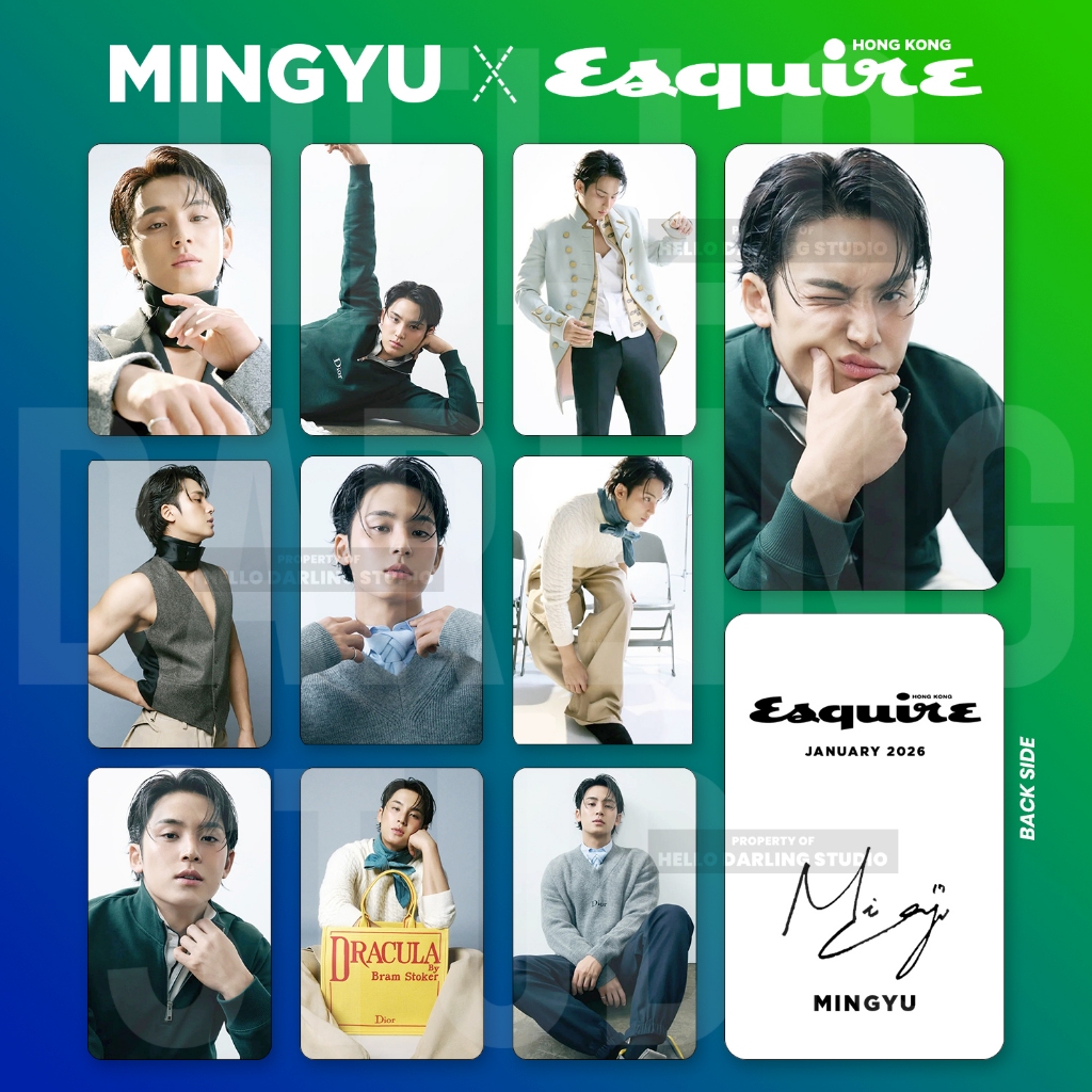 ชุดโฟโต้การ์ด Kim Mingyu Esquire Hong Kong 2026 จํานวน 10 ชิ้น ไม่เป็นทางการ พัดลมทํา.