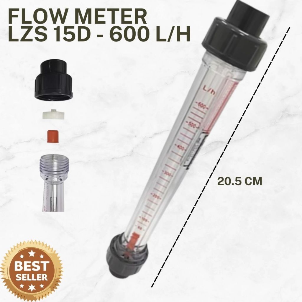 Flowmeter Rotameter Thread 1/2" LZS 15 D เกลียวพลาสติก ขนาด 5-50L/M,10-100LPM,16-160L/M, 25-250Liter