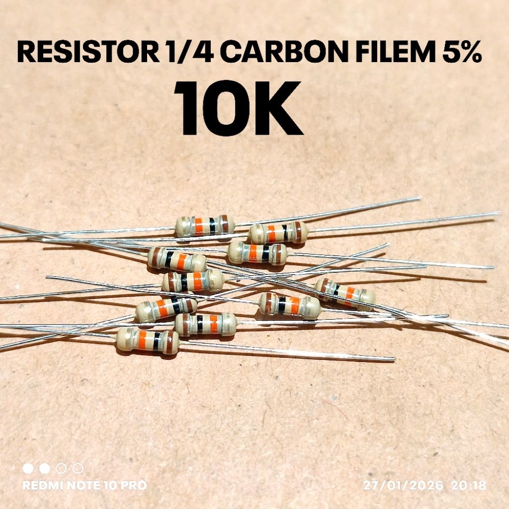 (10 ชิ้น) 1/4W 1/4WATT 10K 10K KILO CF 5% ROHS RESISTORS