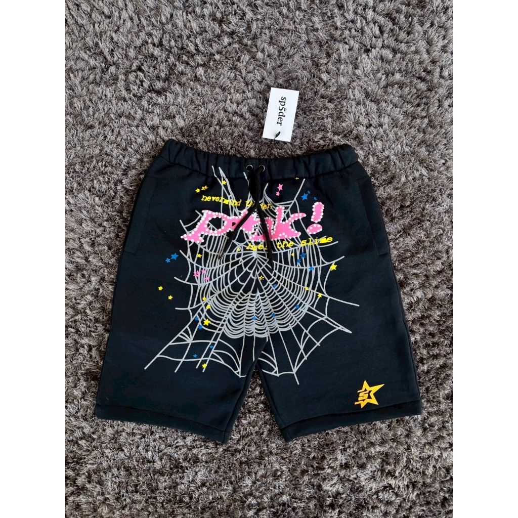 Sorpant Sp5der p*nk กางเกงขาสั้นแฟชั่นบุรุษสไตล์สตรีท