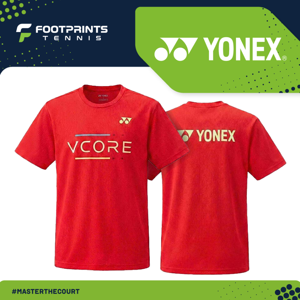 เสื้อยืดเสื้อยืดคอกลม Yonex Vcore Ruby Red เสื้อเทนนิส