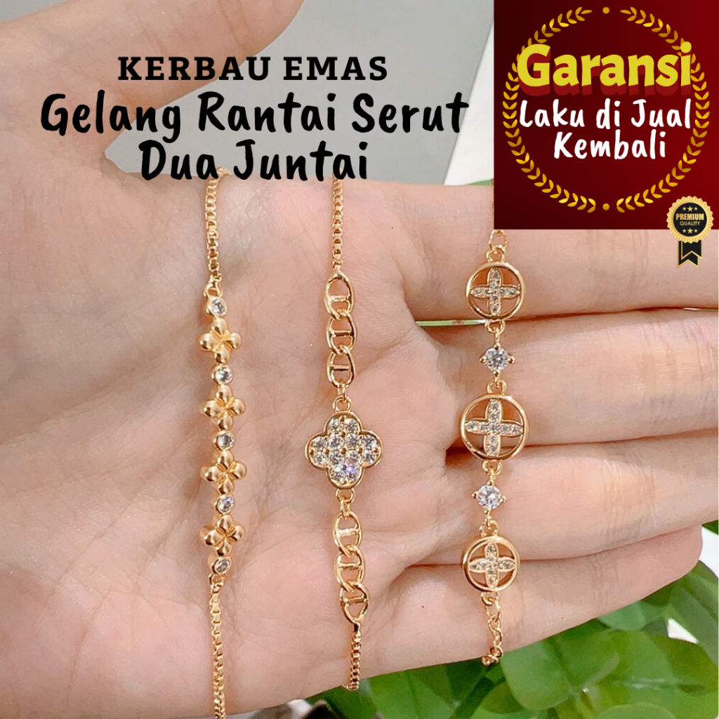 EL สร้อยข้อมือโซ่เชือกสองแขวน EP, 10K, ทอง 18K Buffalo