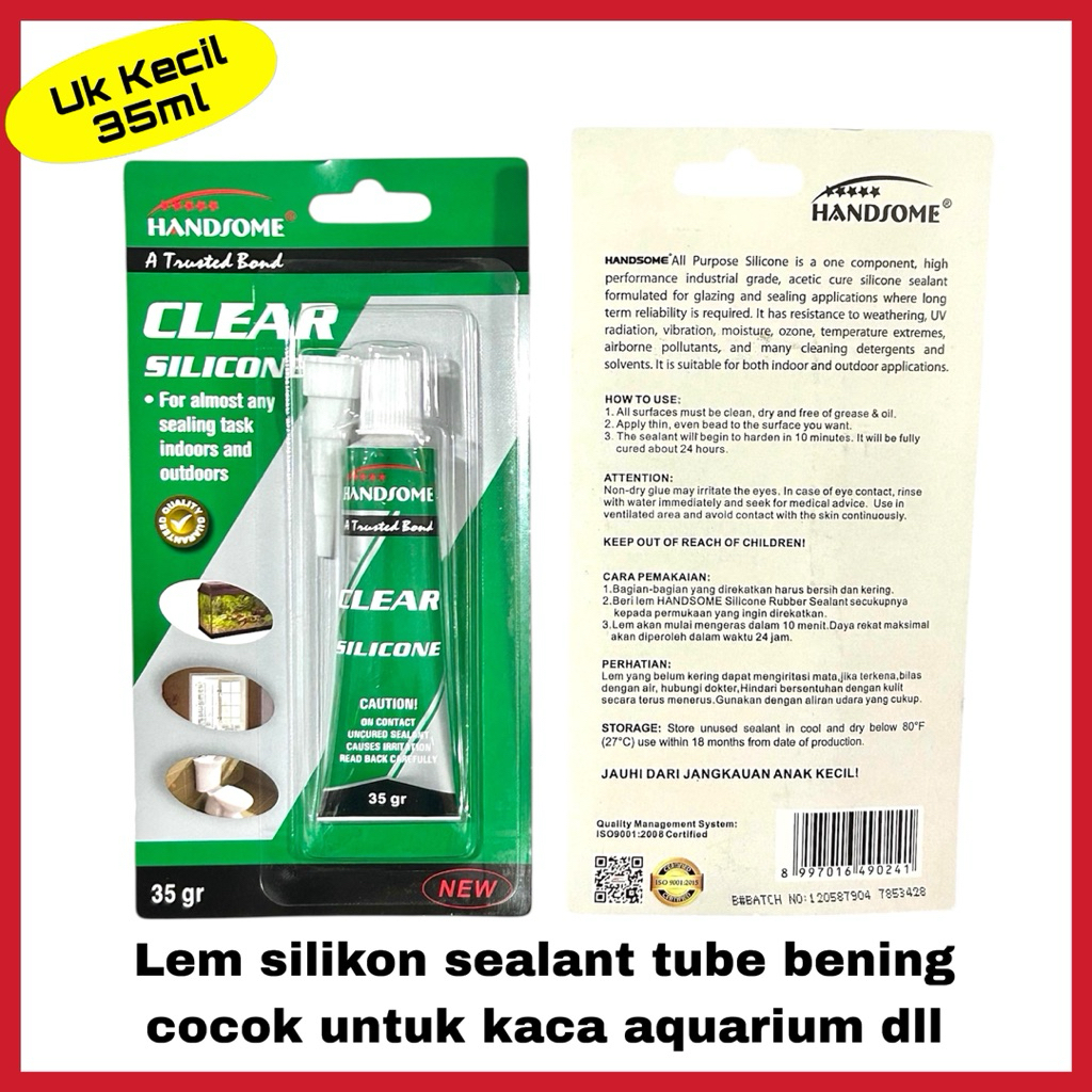 กาวแก้ว SILICONE GLUE กาวปิดผนึกซิลิโคน CLEAN / HANDSOME AQUARIUM GLUE 35GRAM