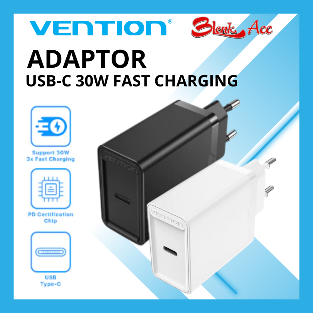 VENTION USB-C 30W PD QC Fast Charging Adapter สําหรับ Iphone Android