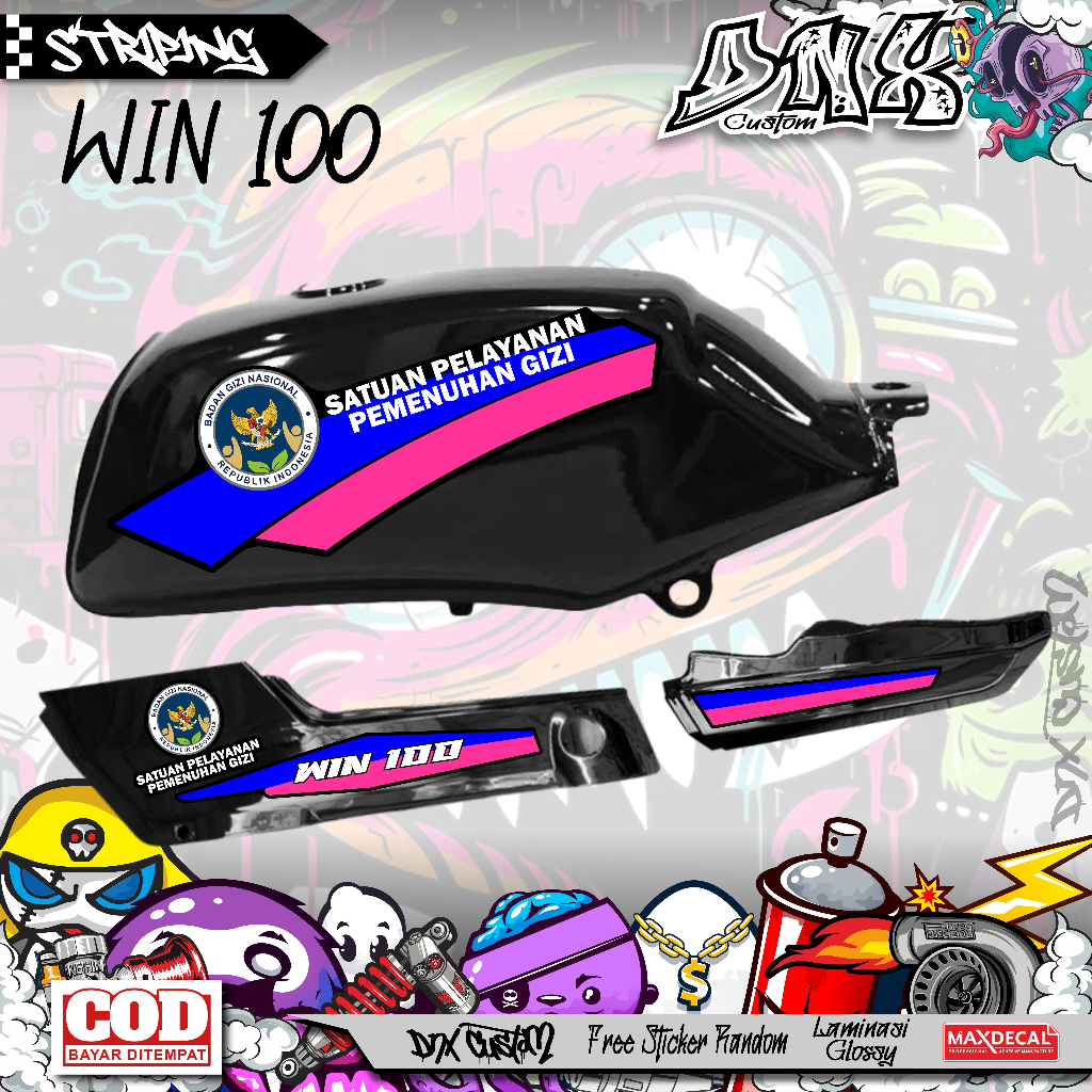 HONDA WIN 100 ORIGINAL CUSTOM SPPG ตัวแปรสติกเกอร์ STRIPING หน่วยโภชนาการ KD57
