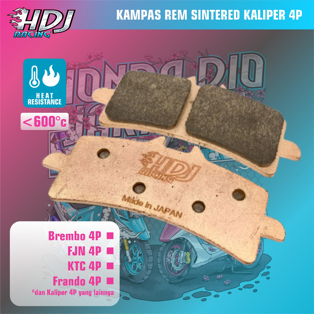 Sintered 4P Radial Pitch 100mm Brembo GP4, FJN GP10, Frando ETC. ผ้าเบรค Made in Japan Moto3 คุณภาพ 