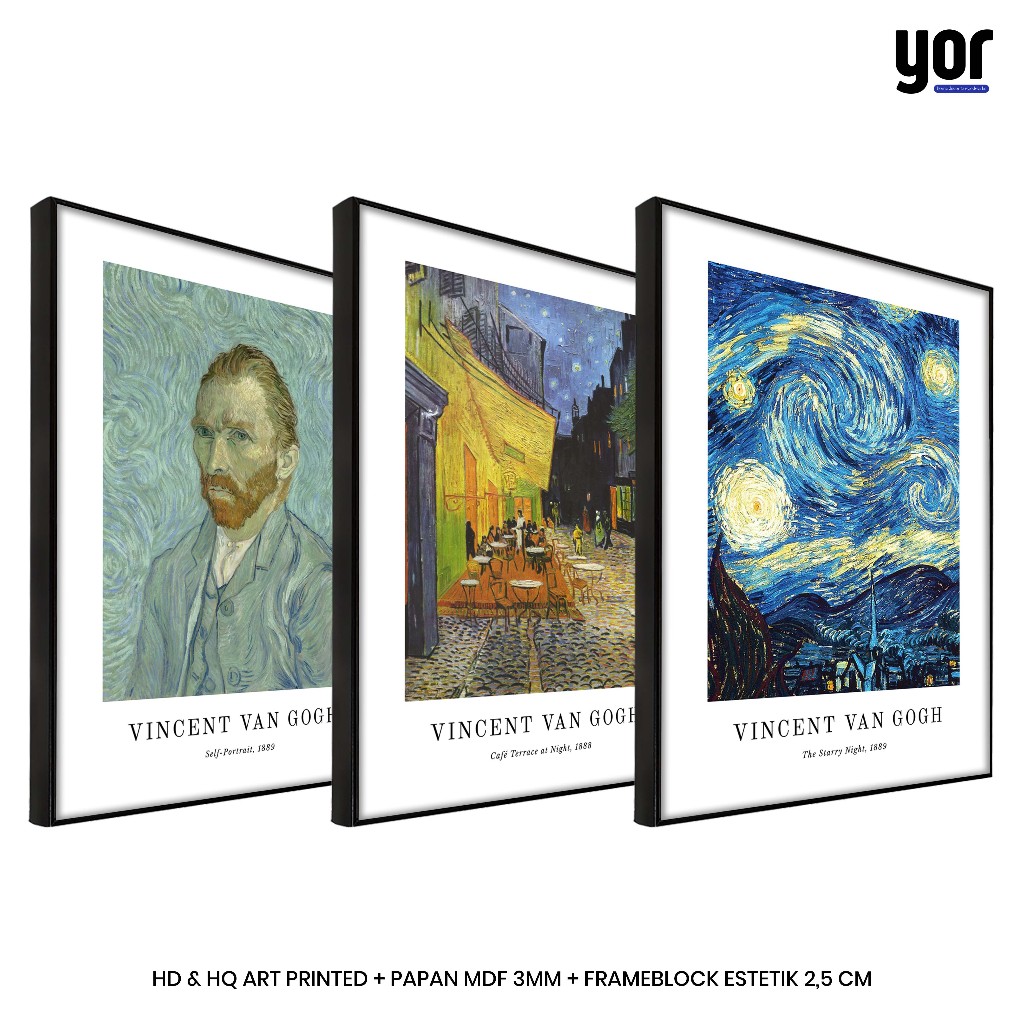 Van Gogh Minimalist Poster Frameblock - ภาพวาดความงาม Van Gogh