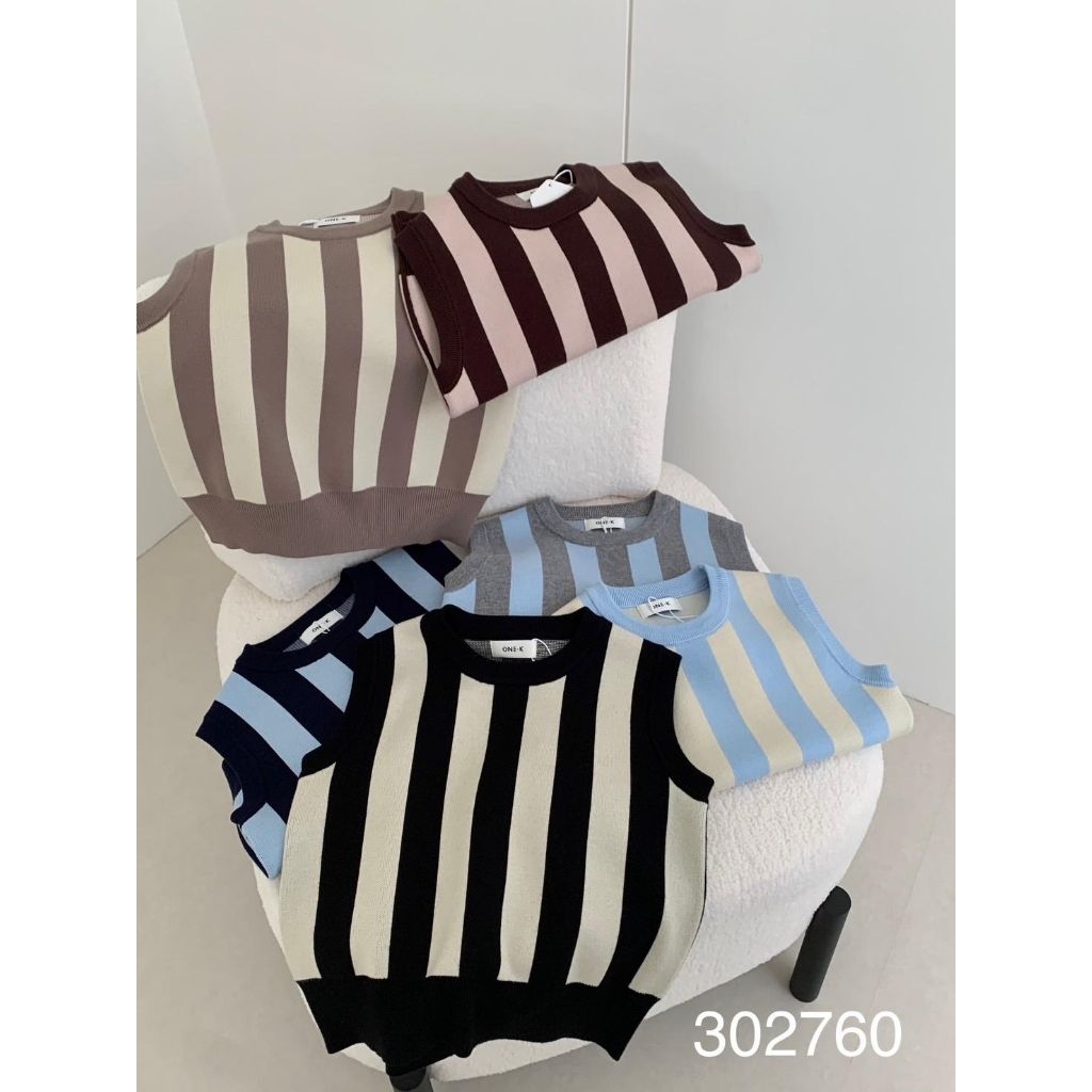 [LC] ONE-K 302760 เสื้อลายทาง SLEEVELESS