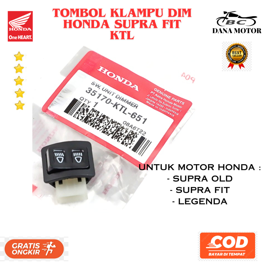 TOMBOL Original Supra Fit Dim Button / Original Premium Honda Supra Dim Light Switch - 35170-KTL-651