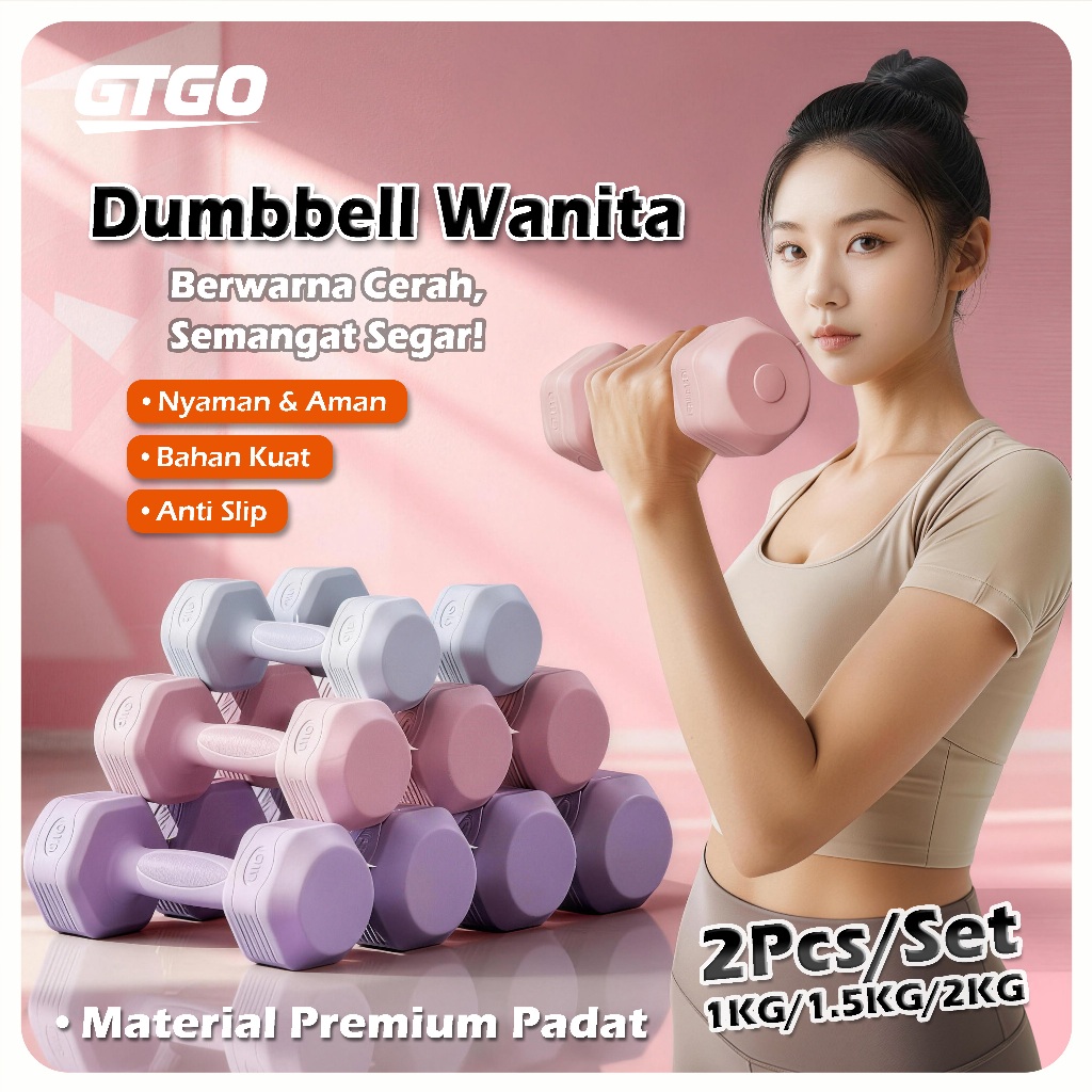 GTGO Dumbell Barbell 2 กก.คู่ฟิตเนสออกกําลังกายหน้าแรกกีฬา Dumbell Barbell 1 กก. 2 กก. 3 กก. Anti-Sl
