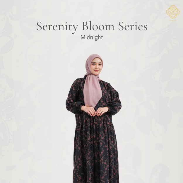 Manik Ayu - Gamis/Dress - Serenity Bloom Series - Midnight