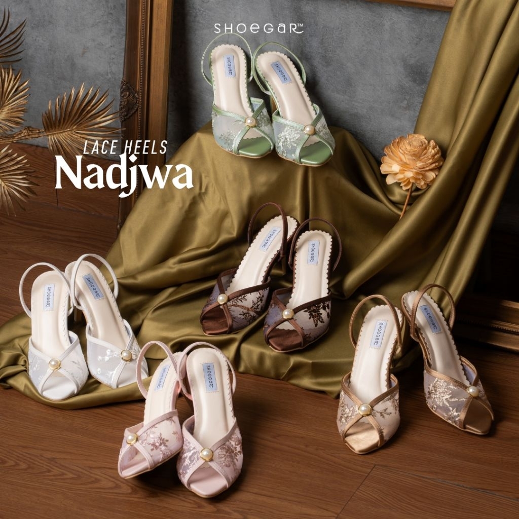 SHOEGAR - Nadjwa Lace Heels 8cm Heel Womens Eid Shoes