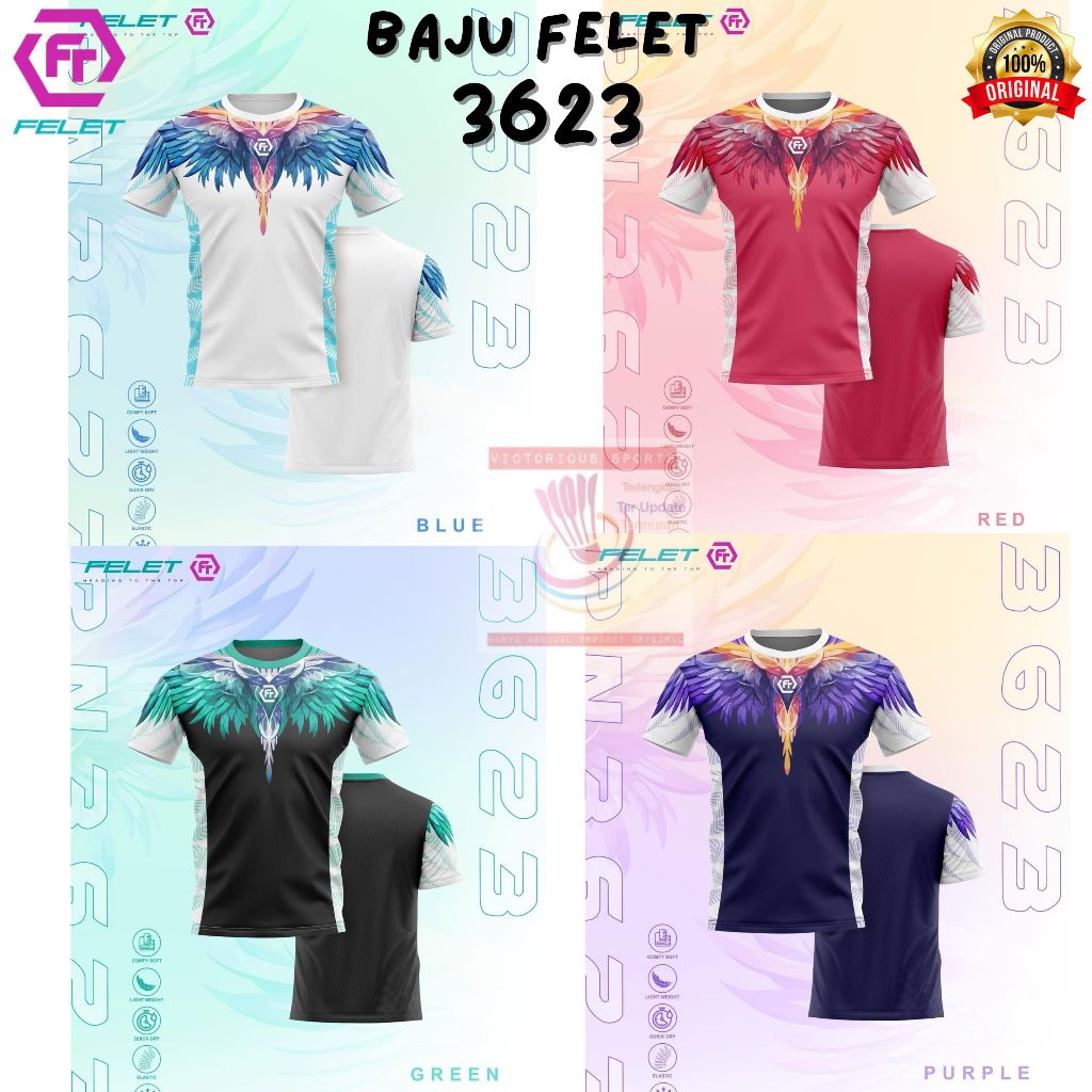 Felet RN 3623 RN3623 QUICK DRY เสื้อแบดมินตัน Tshirt / เสื้อแบดมินตันต้นฉบับ