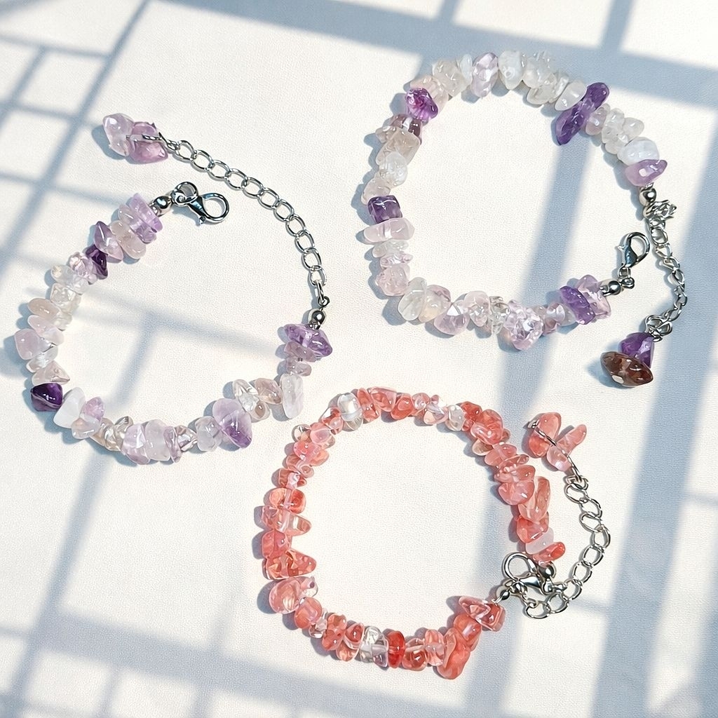 STONE BRACELET QUARTZ BRACELET GRAVEL STONE