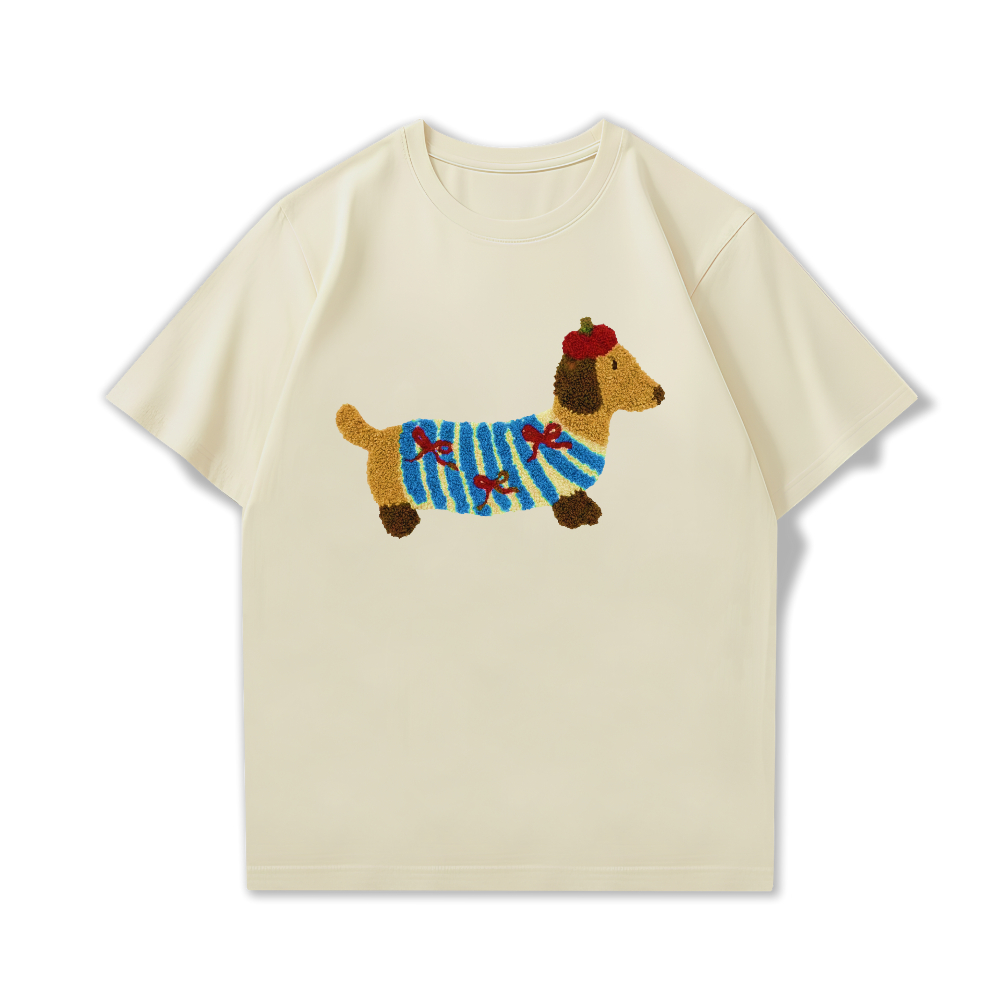 Lover Shop เสื้อยืดผู้หญิงและผู้ชาย Tops SAUSAGE DOG Oversize Jumbo Short Sleeve