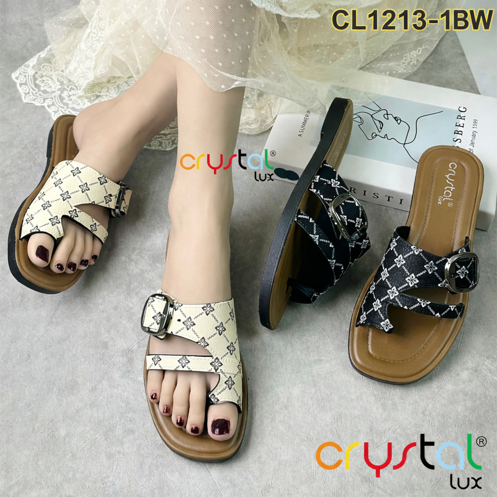 รองเท้าแตะผู้หญิงแฟชั่น Lux Crystal Flat | CL1213-1BW
