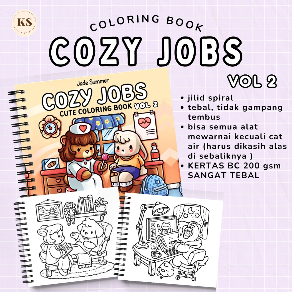 COZY JOBS สมุดระบายสี VOL 2 ขนาด A4 A5 สมุดระบายสีสําหรับวัยรุ่นและผู้ใหญ่ COZY น่ารักเรียบง่าย