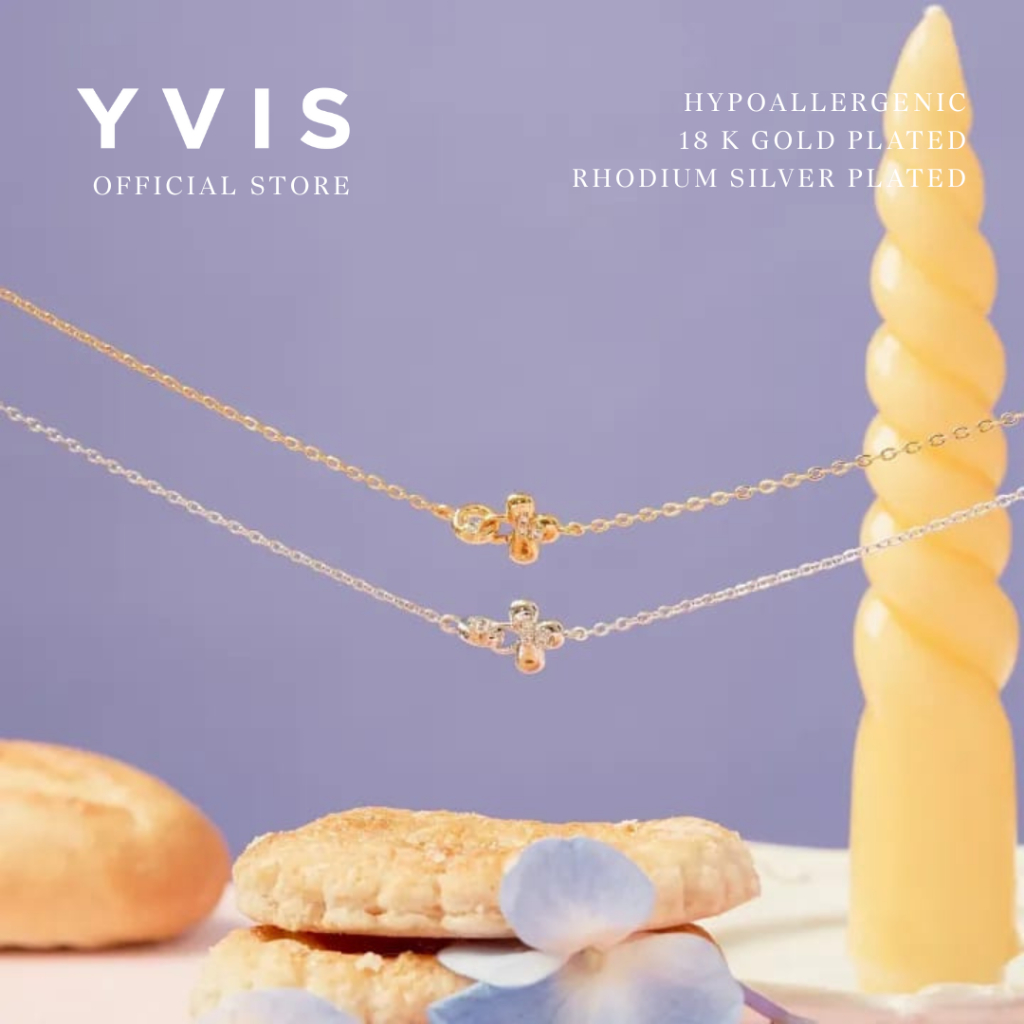 สร้อยคอกลีบ YVIS | สร้อยคอชุบทองผู้หญิง (ชุบทอง 18เค) สร้อยคอไฮโปอัลเลอร์เจนิก - สร้อยคอชุบเงินสตรีโ