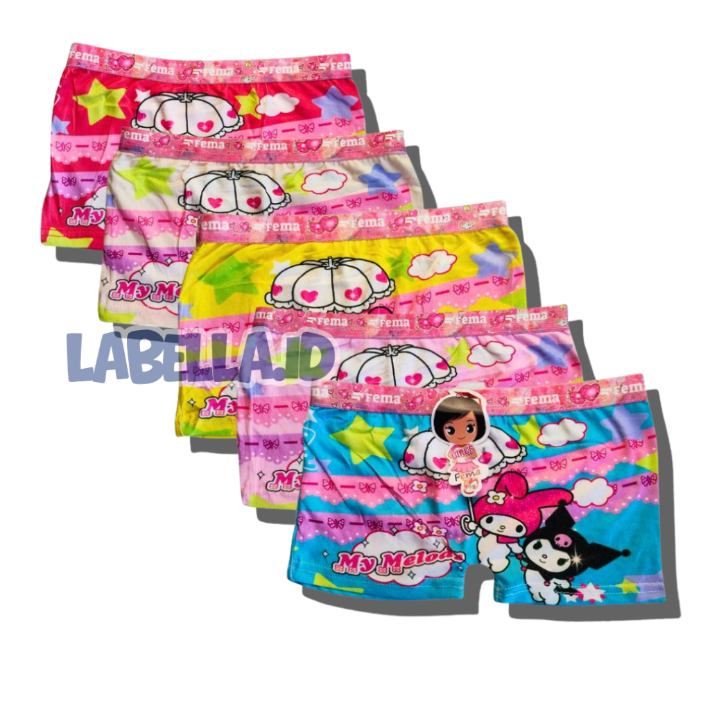 3 PCS UNIVERSAL เด็กวัยหัดเดินกางเกงบ็อกเซอร์สําหรับเด็กผู้หญิง 3-4 ปีน่ารัก Pony Taya Frzn Motif ME