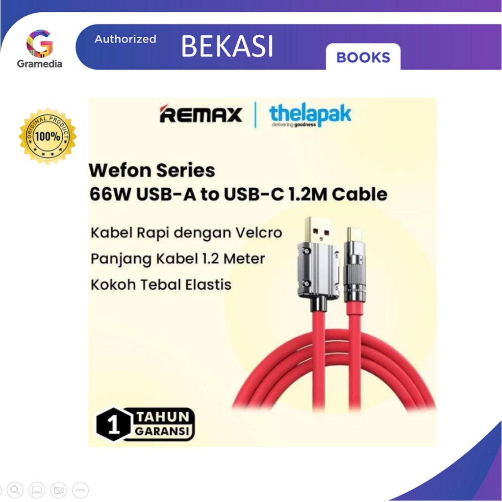 Gramedia Bekasi - REMAX CABLE TYPE-C 66W 1.2M WEFON SERIES RC-052A BLUE / RC-C