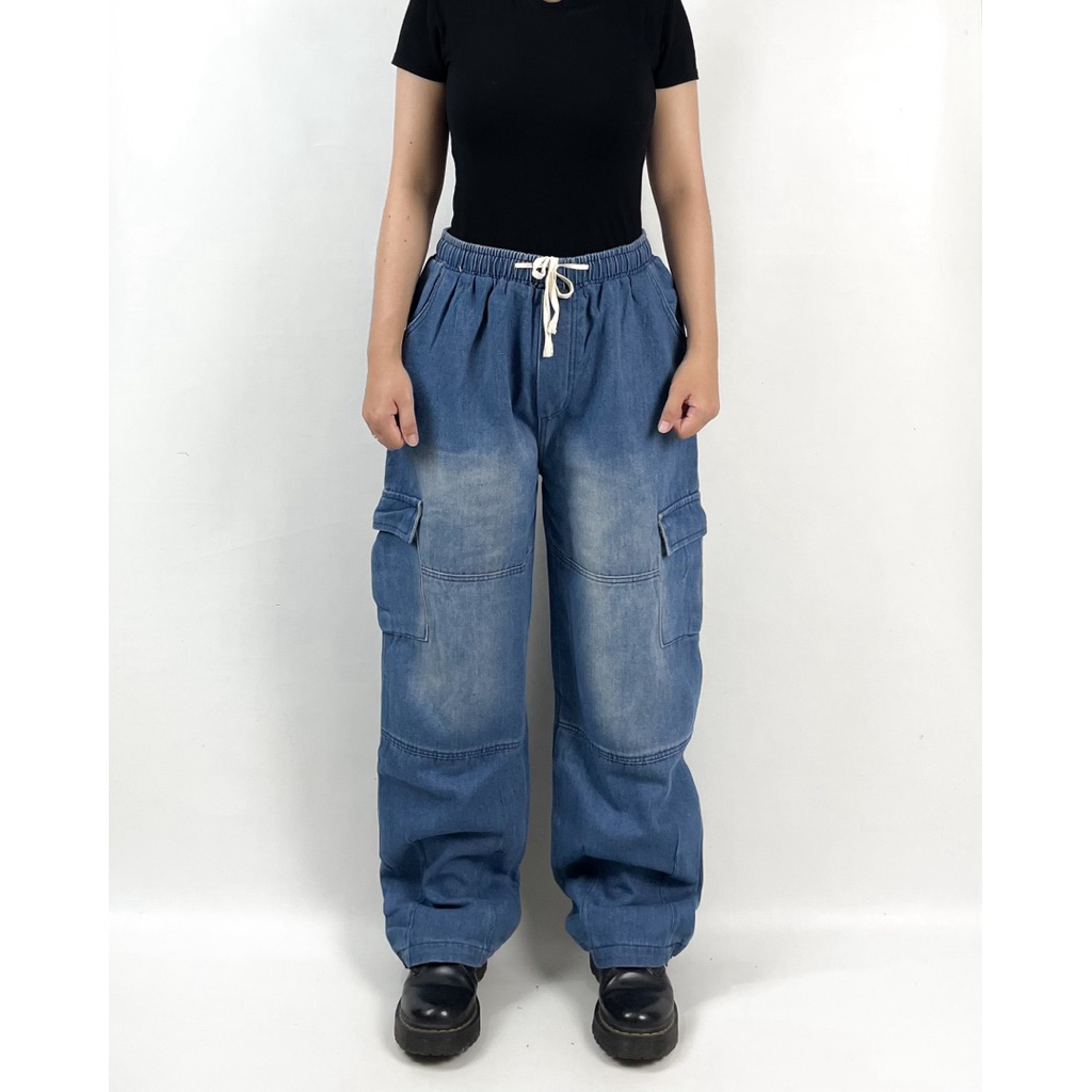 UNISEX LONG JEANS K5 BALLON RELAXED CARGO JEANS STRAIGHT FIT