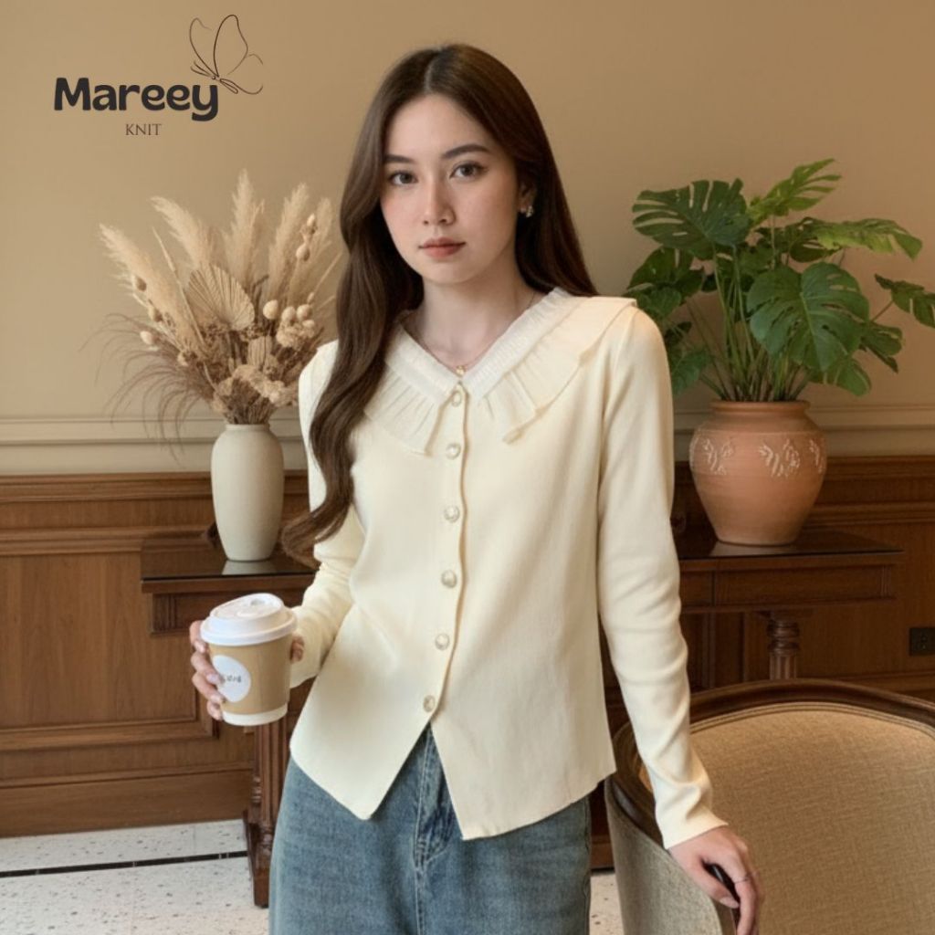 Mareey - Haruka เสื้อคอปกลูกไม้แขนยาวผู้หญิง (RBE)