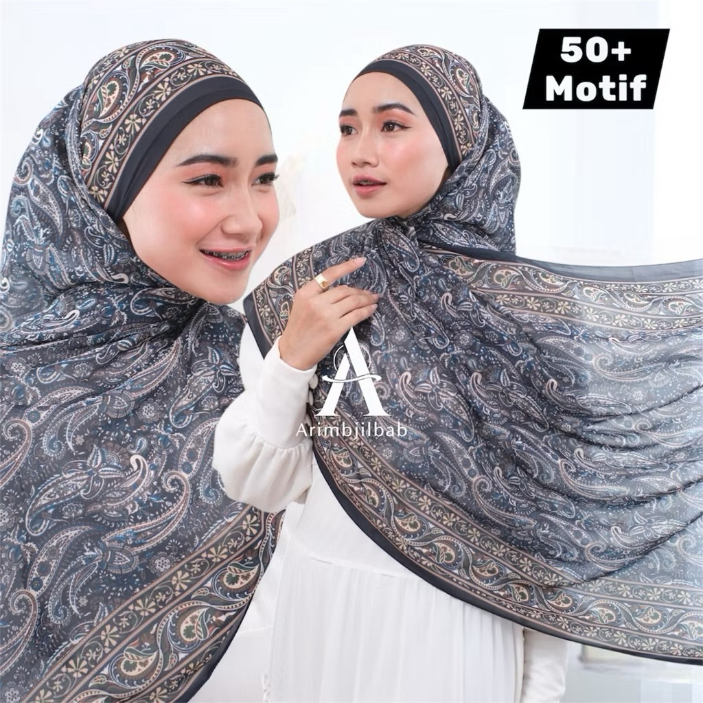 Hijab Pashmina Ceruty with flower motif ตุรกี วัสดุตุ๊กตา Ceruty พรีเมี่ยม ขนาด 180x75