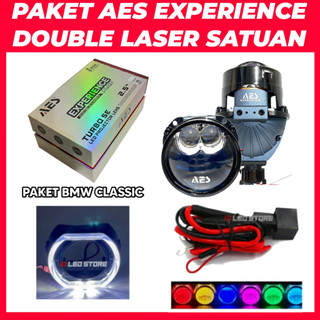 Paket Komplit Biled Aes Turbo Experience Plus Double Laser 2.5 Inch Up To 60 Watt Blue Lens Satuan I1007