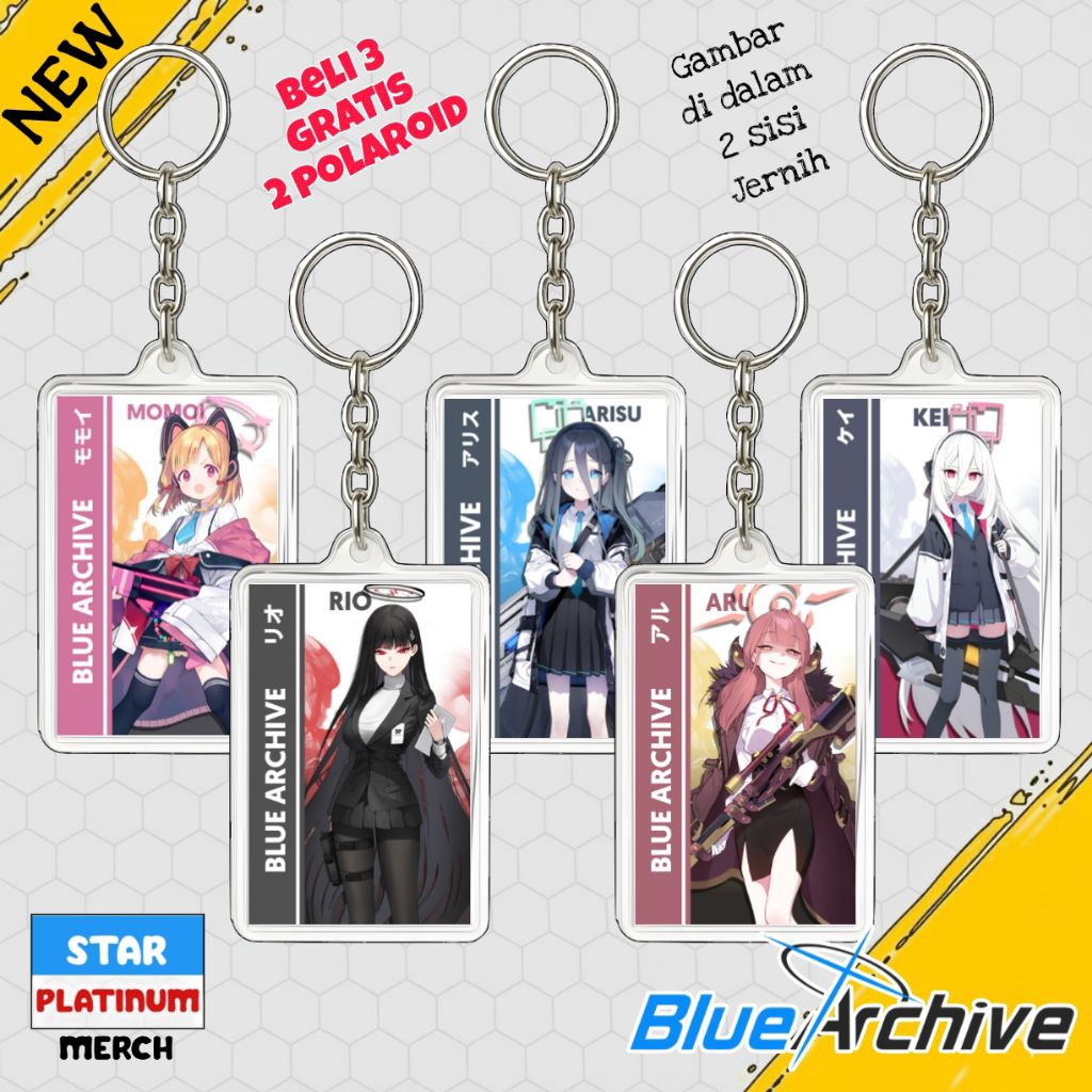พวงกุญแจ GANTUNGAN Blue Archive - พวงกุญแจ Blue Archive - พวงกุญแจอะนิเมะเกม - พวงกุญแจ Rio - Aru - 