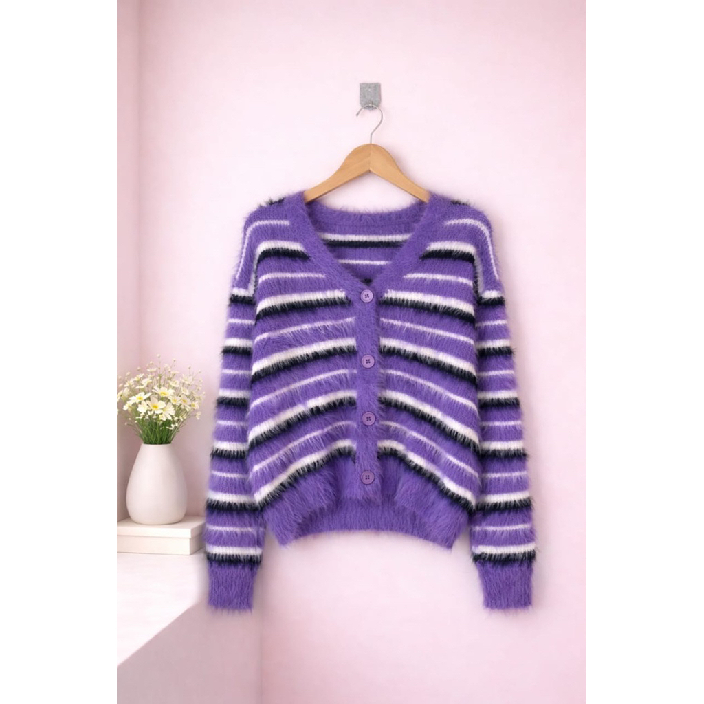 ใหม่ เสื้อคาร์ดิแกนถักนําเข้า ((รหัส: 8694))