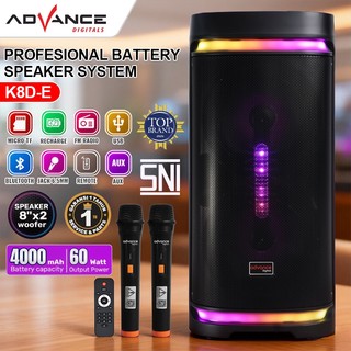 NEW Advance Digitals K8D-E 60W SPEAKER SYSTEM PROFESSIONAL ACTIVE DUAL 8" PLUS 2 MIC