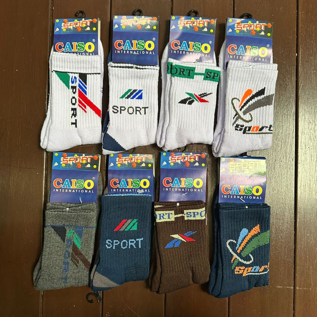 ขายส่ง 12 คู่ 1 โหล ถุงเท้ากีฬาแบรนด์ Caiso (มีลาย)