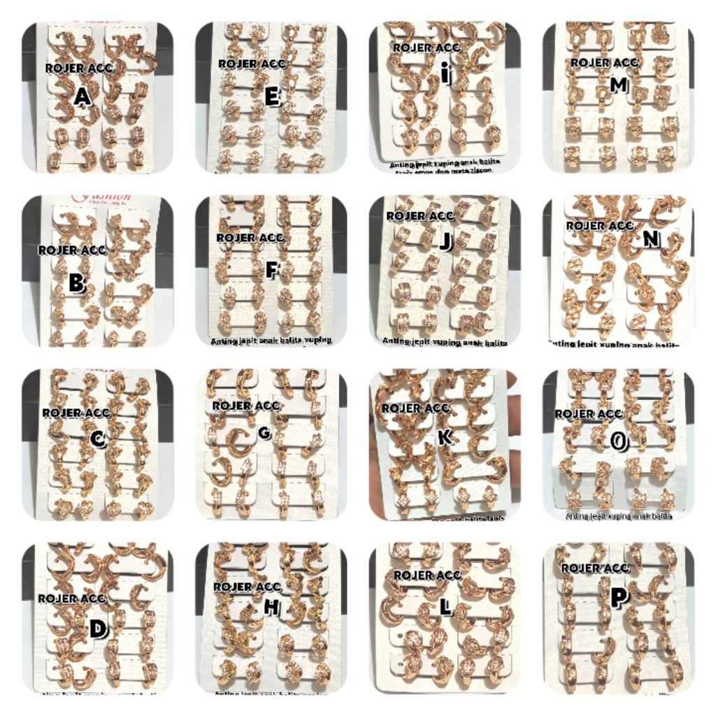 MATA AK201. ขายส่ง ต่างหูแบบหนีบชุบทอง 12 คู่สําหรับเด็กวัยหัดเดินตาเพทาย