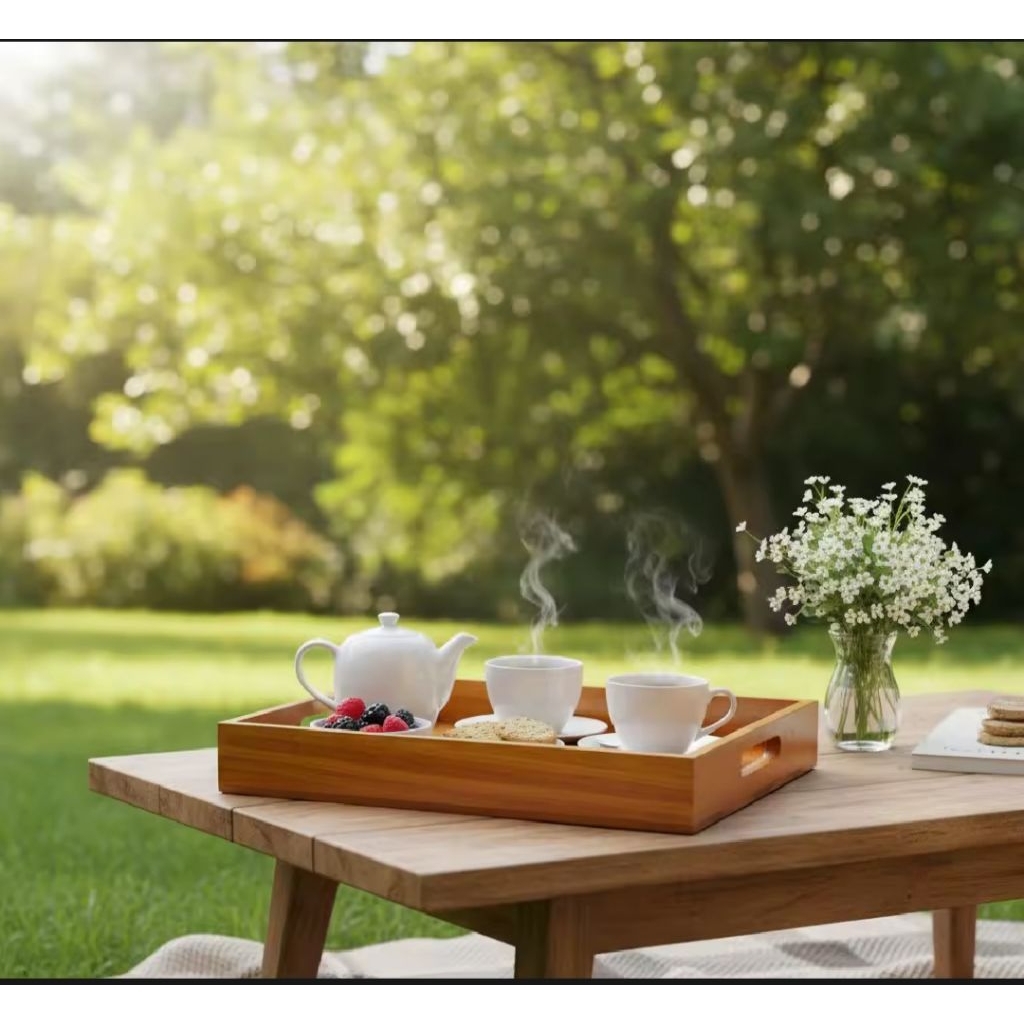 WOODEN TRAY + HANDLE 30 36 24 3 4 CM MAHOGONY WOODEN TRAY MULTIPURPOSE BOX WOODEN TRAY