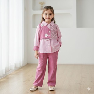 ONE SET ANAK MODEL BRIELLA 2-12 TAHUN BAHAN KNIT KOMBINASI