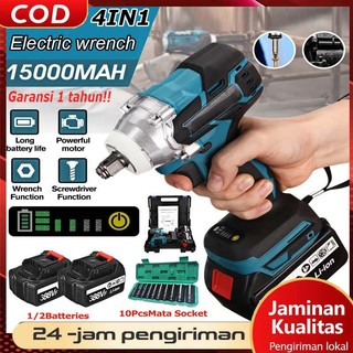 COD-Cordless Impact Wrench 588V 680N/M Bor Impact Baterai 2 Baterai Impek Baterai Kunci Wrench Rechargeable Impact Impact Tekiro Baterai