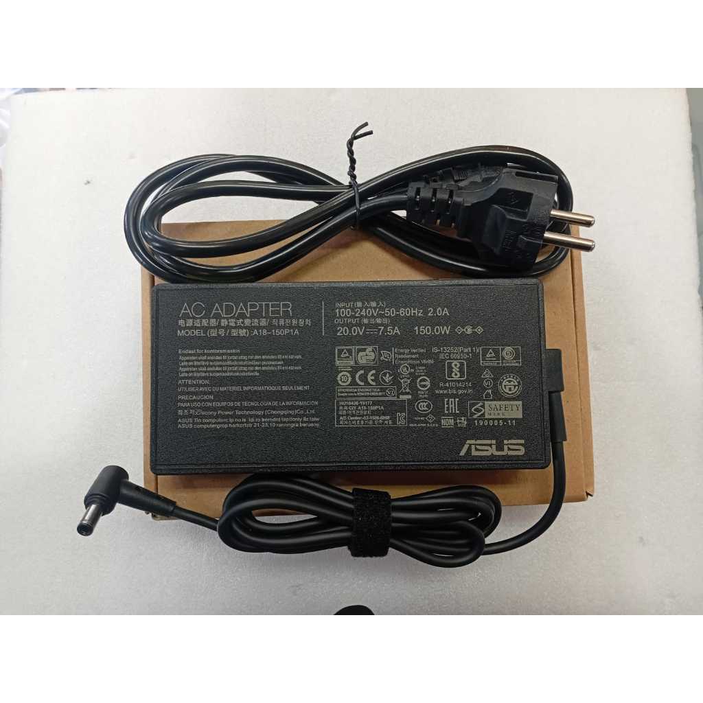 อะแดปเตอร์ As**us A18-150P1A/ADP-150CH B 20V 7.5A Dc 6.0*3.7 มม.150W Ori โลโก้ flybird เดิม tuf gami