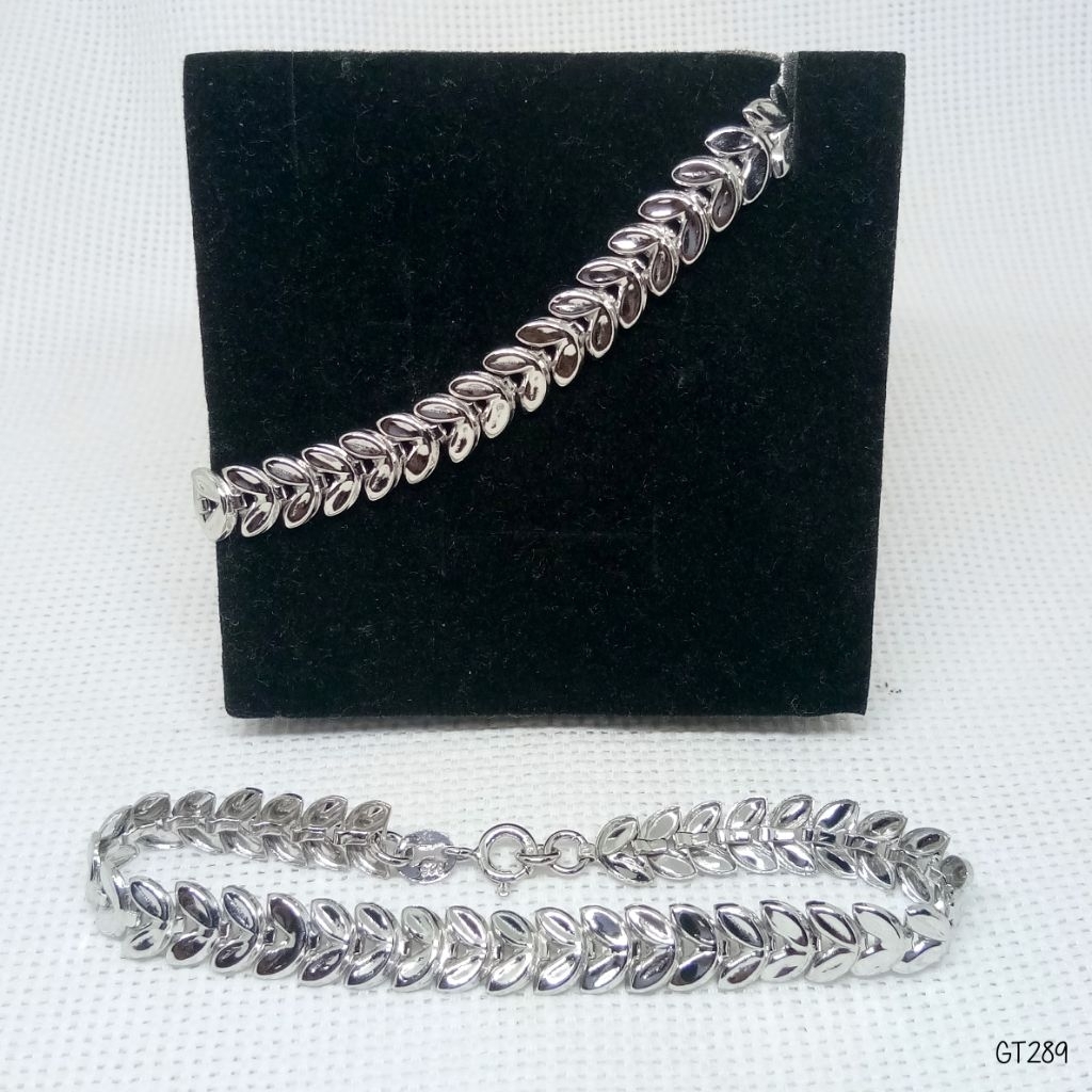 สร้อยข้อมือใบไม้สําหรับผู้ใหญ่เงิน 925 ชุบทองคําขาว - GT289 สําหรับเด็กวัยรุ่นและผู้ใหญ่