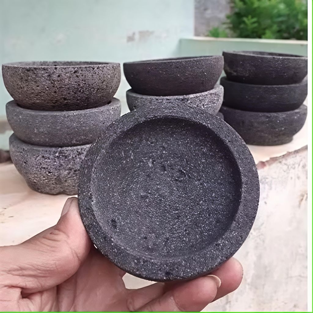 ครกหินธรรมชาติ 9 ซม.Mini Mortar 8-9 ซม.สําหรับ Home Chili Sauce MINI Mortar หินเดิม Sambl คอนเทนเนอร
