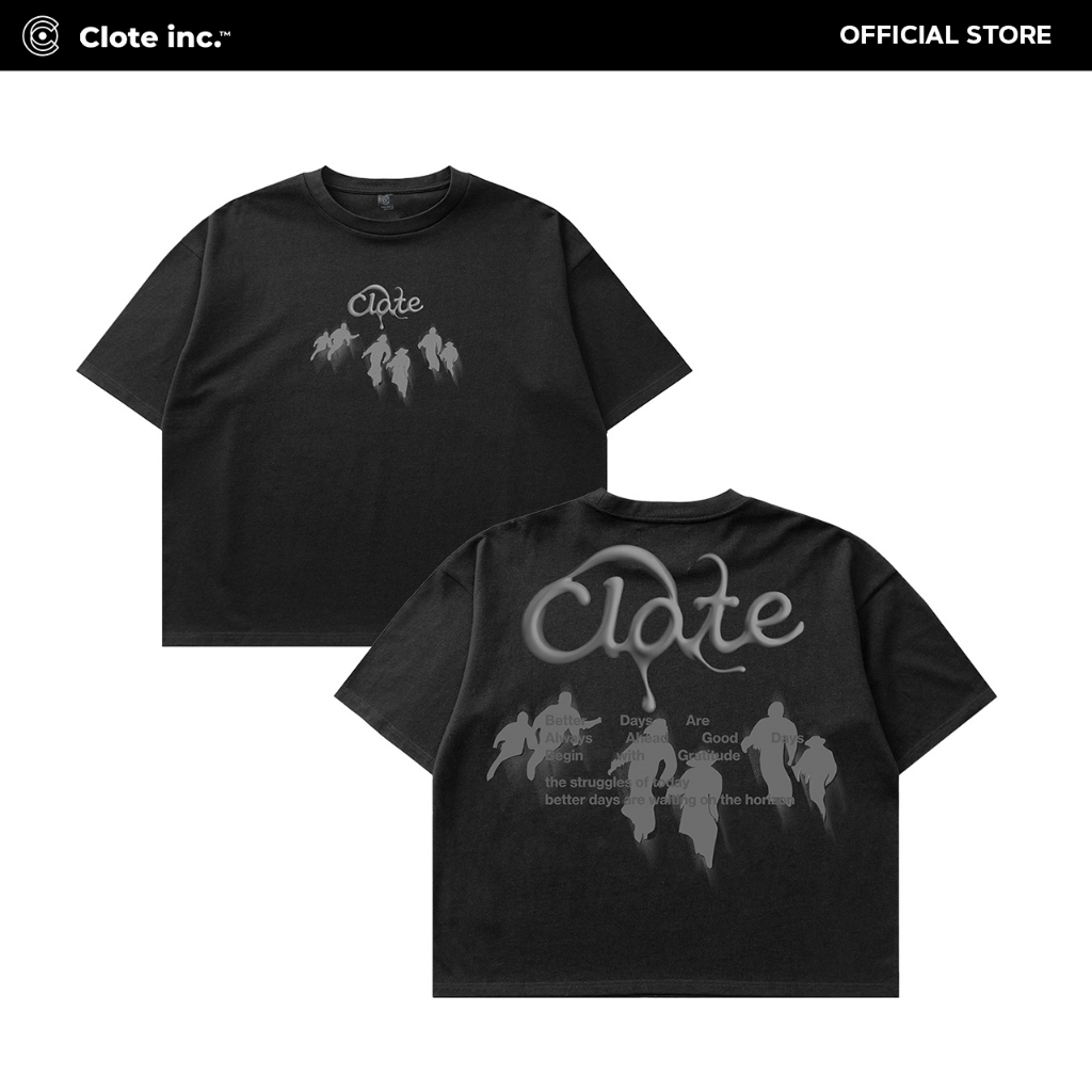 Clote Inc Boxy Crop Fit Oversize ผู้ชายและผู้หญิง Grudud สีดํา 230 Gsm