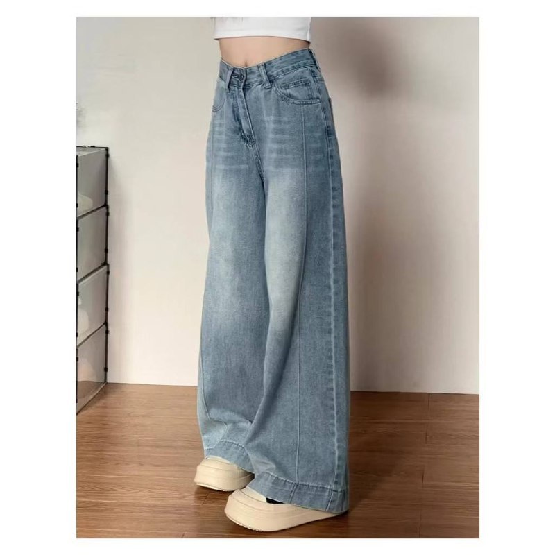 YOYO new Blue Premium Highwaist Culottes Womens Baggy Jeans Long Pants - Premium Baggy Denim
