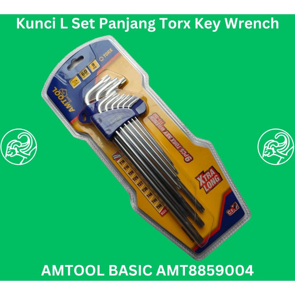 เครื่องมือพื้นฐาน AMT8859004 ประแจกุญแจ CR-V Torx 9 ชิ้น 1.5-10 มม. Xtra Long American Tool