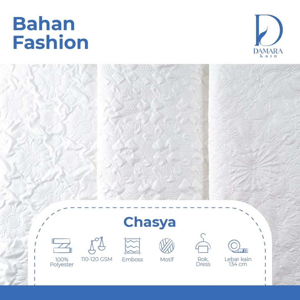 Chasya 3D Bubble Fabric Anti Cringkle White