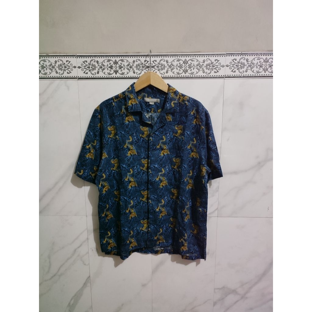 KEMEJA Jim Thompson Tiger Marble Open Polar Dark Blue Shirt
