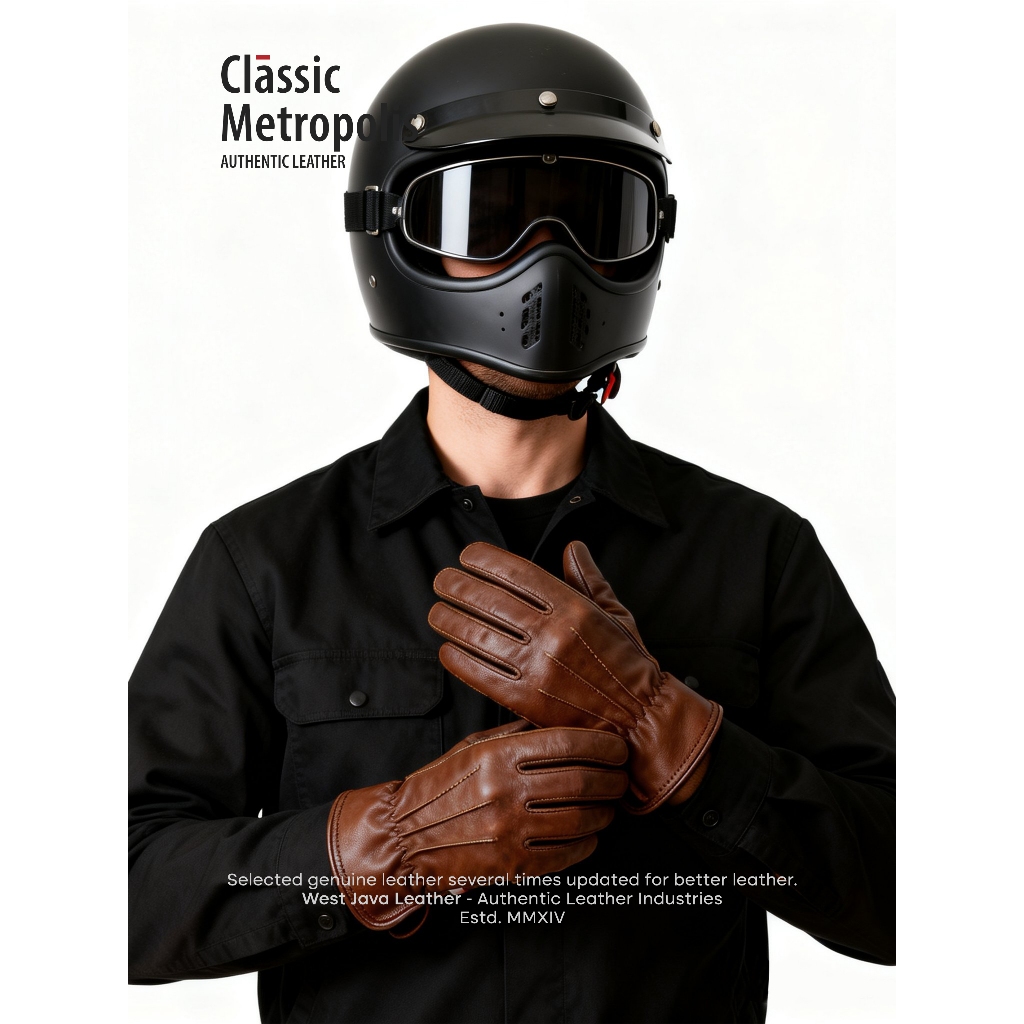 WJLR x Metropolis ถุงมือมอเตอร์ไซค์หนังแท้ Urban Retro Gloves