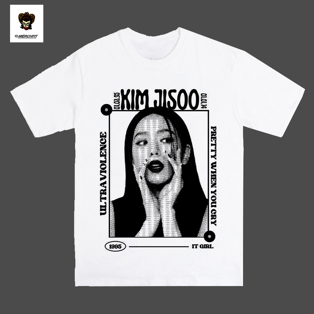 Kpop KIM JISOO Bl4ckp*nk Tshirt Cotton Combed Merch