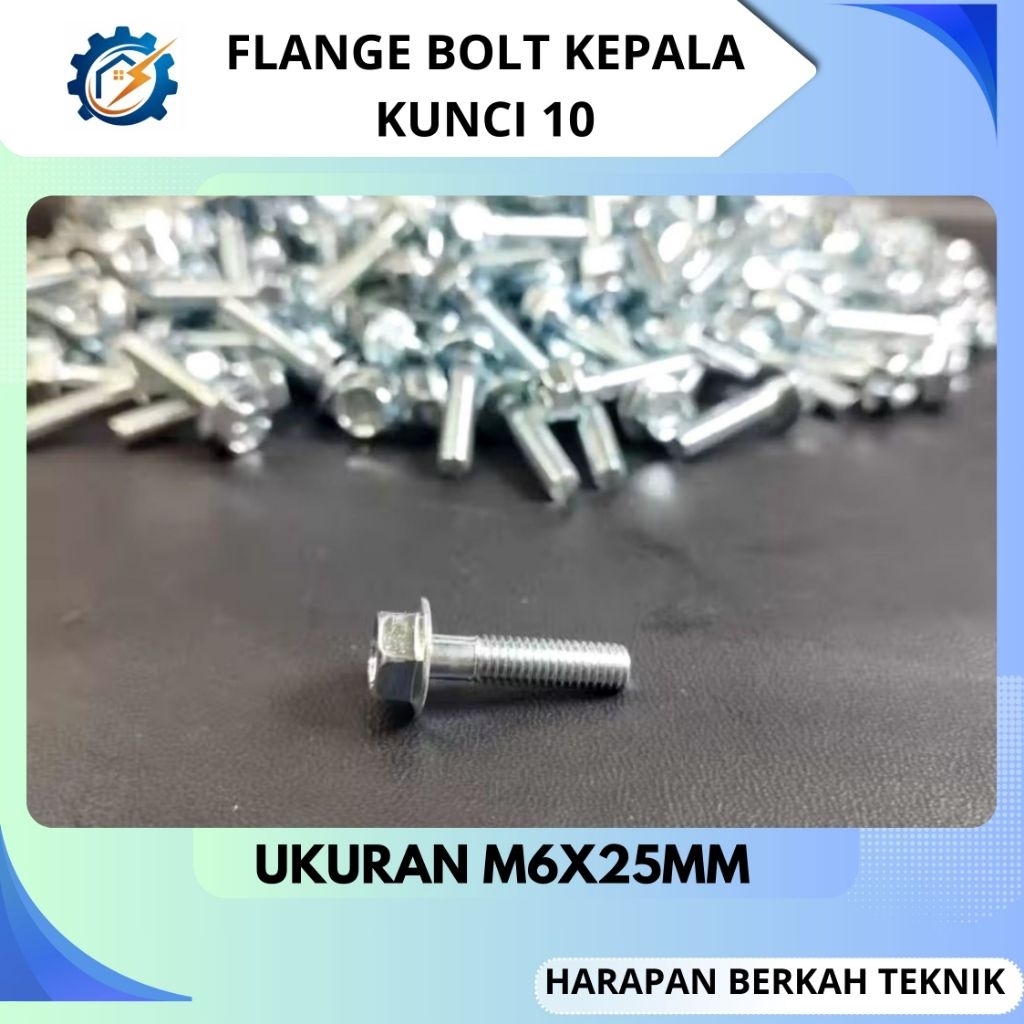 หน้าแปลน Bolt M6 X 25mm + หน้าแปลนอ่อนนุช M6 หัวกุญแจ 10