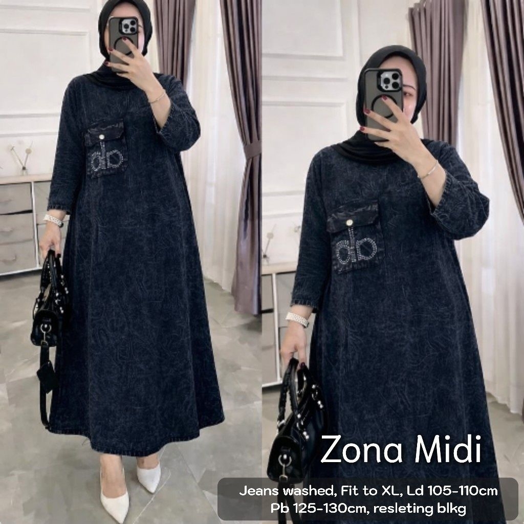 Zona และ Ruka Midi Dress กางเกงยีนส์ Rawis แฟชั่นสําหรับผู้หญิงลําลองอินเทรนด์