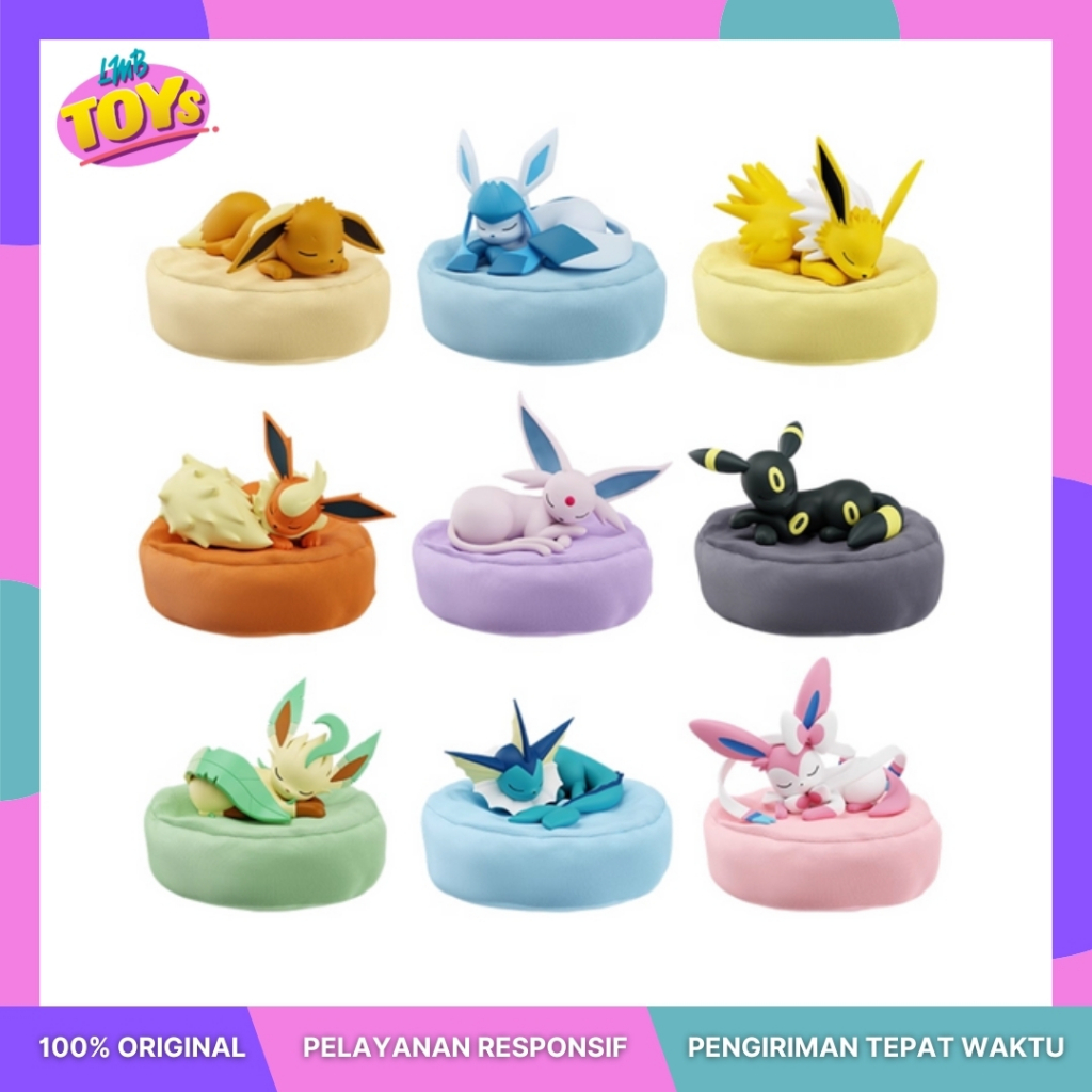 [ของเล่น LMB] Pokemon Eevee Evolutions Sleeping Series Blind Box Original - ฟิกเกอร์สุ่ม 1 กล่อง
